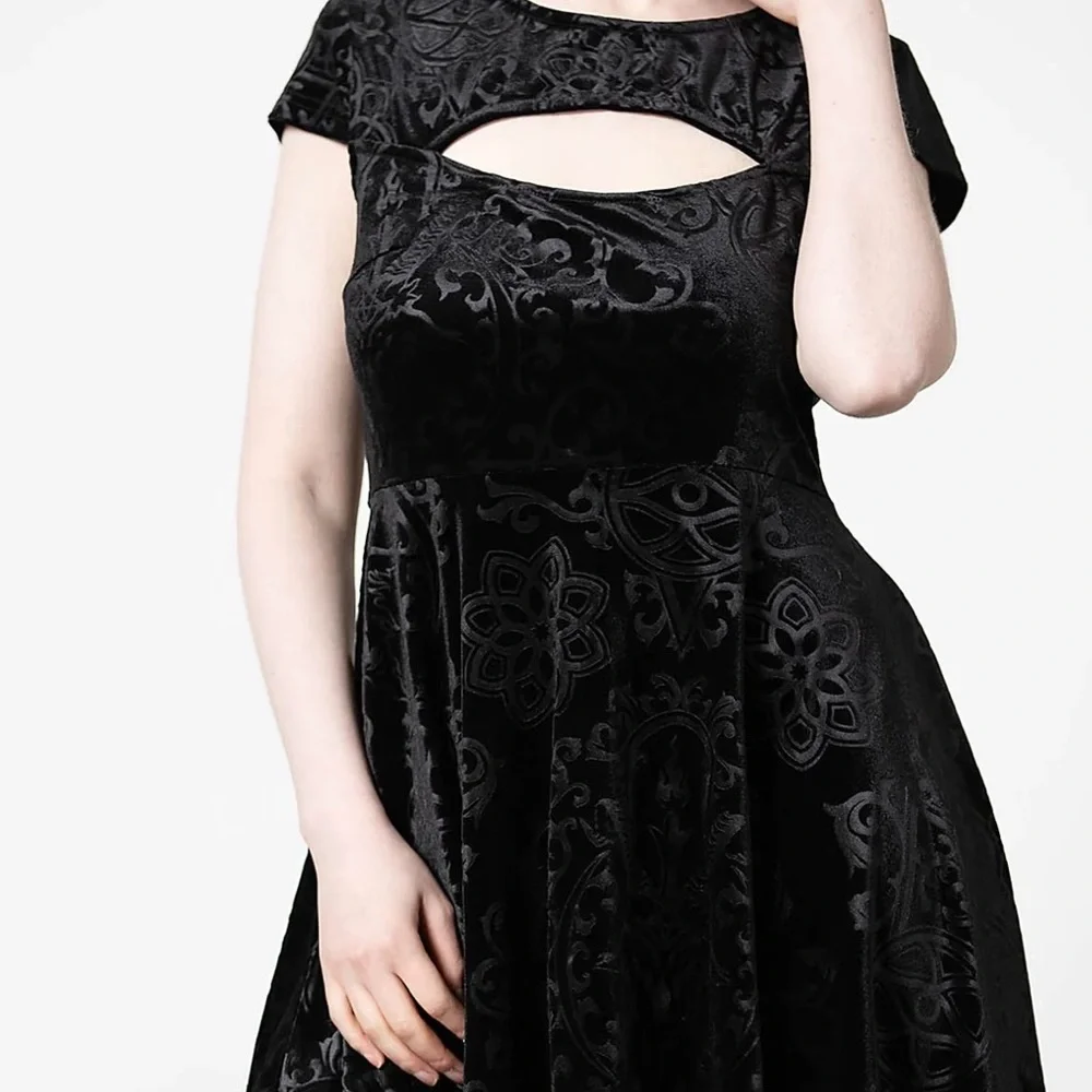 NWT Killstar Blasphemia Black Velvet Keyhole Dress - Picture 3 of 5